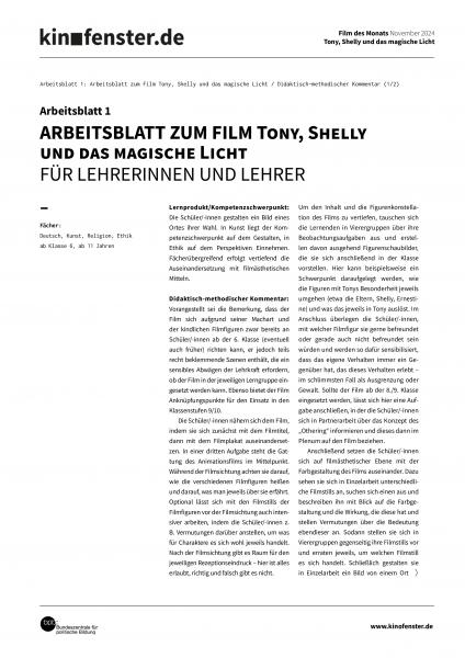 Vorschaubild für <filmtitel>Tony, Shelly und das magische Licht</filmtitel> – didaktischer Kommentar